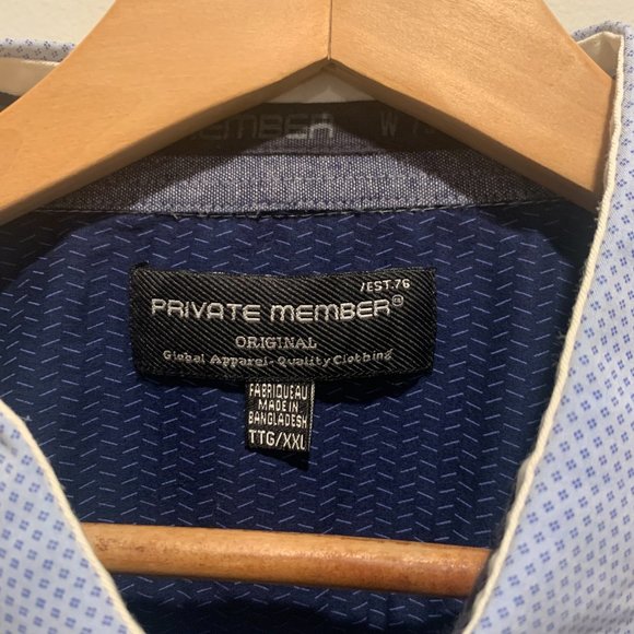 Private Member Long Sleeve Button Up, XXL, Light Blue patterned - Picture 2 of 5